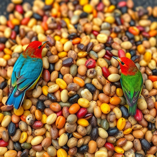 Heap of colourful wild bird seeds