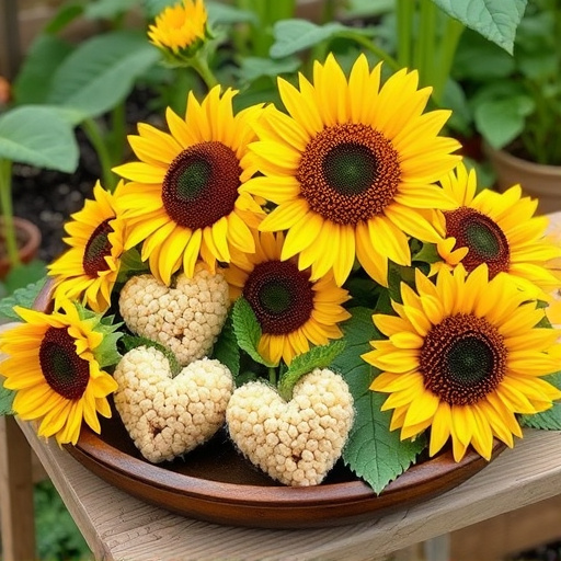 Hulled sunflower hearts on garden tray