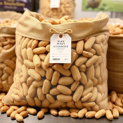 Large sack of peanuts with price tag