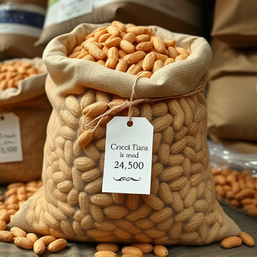Large sack of peanuts with price tag