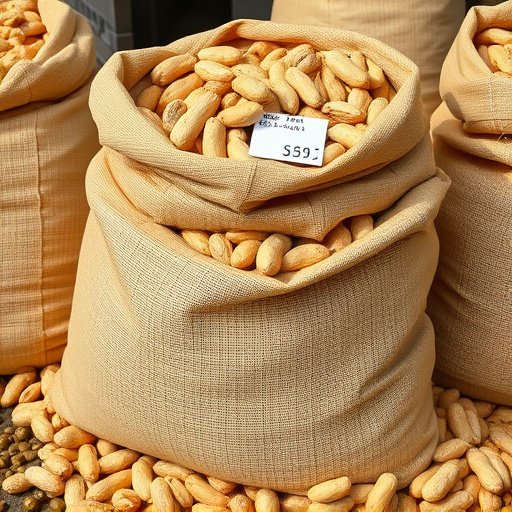 Large sack of peanuts with price tag