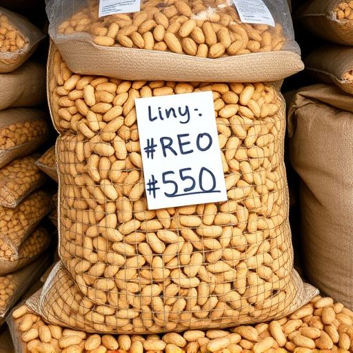 Large sack of peanuts with price tag
