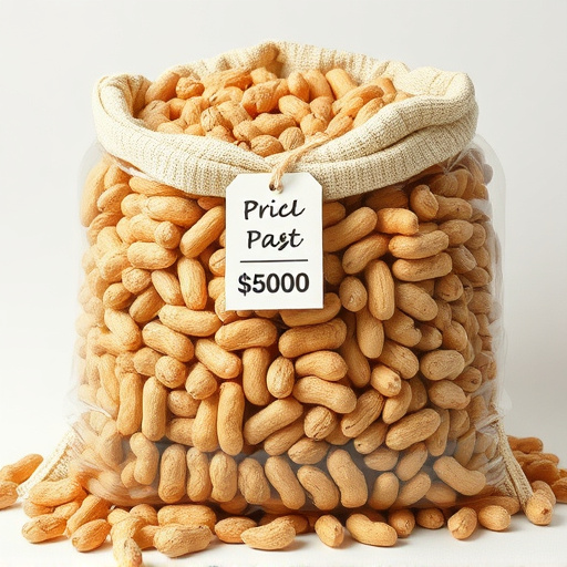 Large sack of peanuts with price tag