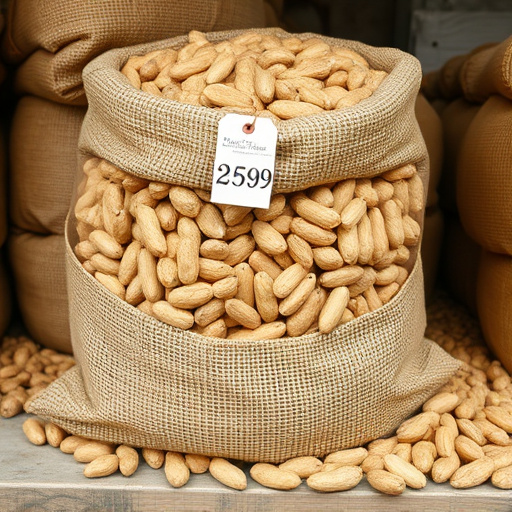 Large sack of peanuts with price tag