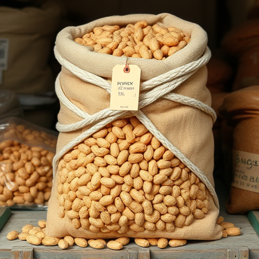 Large sack of peanuts with price tag