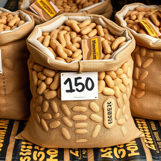 Large sack of peanuts with price tag