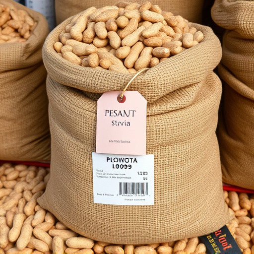 Large sack of peanuts with price tag