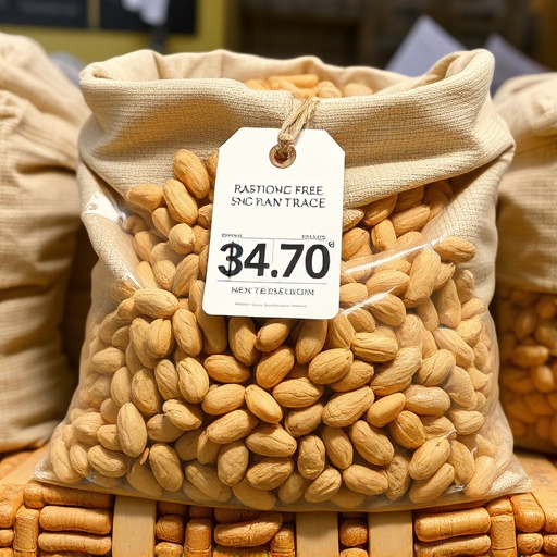 Large sack of peanuts with price tag