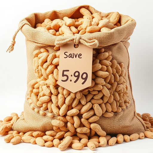 Large sack of peanuts with price tag