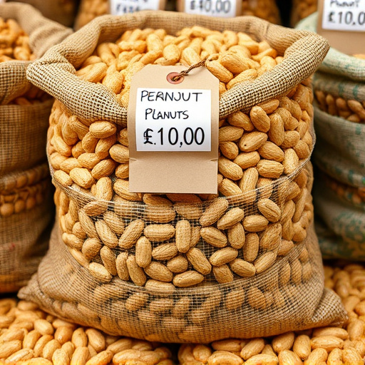 Large sack of peanuts with price tag