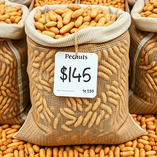 Large sack of peanuts with price tag