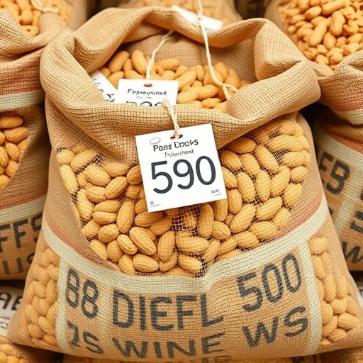 Large sack of peanuts with price tag