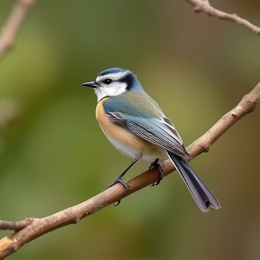 Long-tailed tit on tree branch