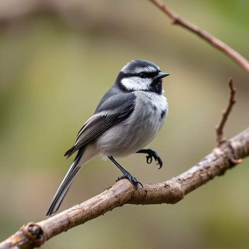 Long-tailed tit on tree branch