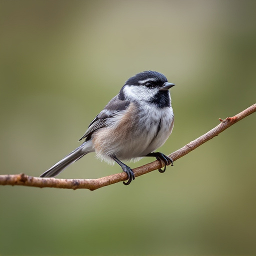 Long-tailed tit on tree branch