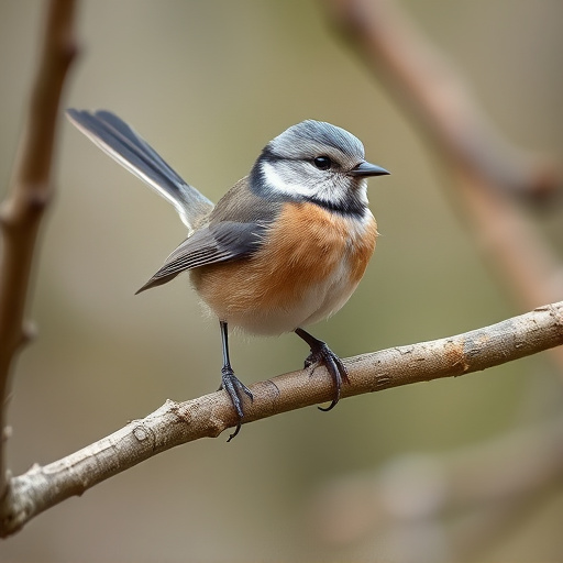 Long-tailed tit on tree branch