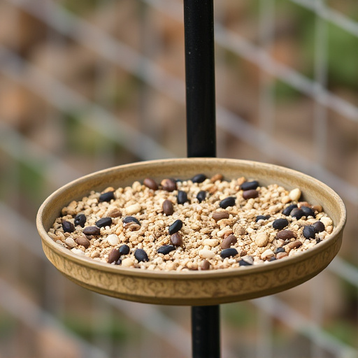 Low platform feeder with scattered seed mix