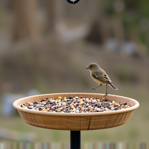 Low platform feeder with scattered seed mix