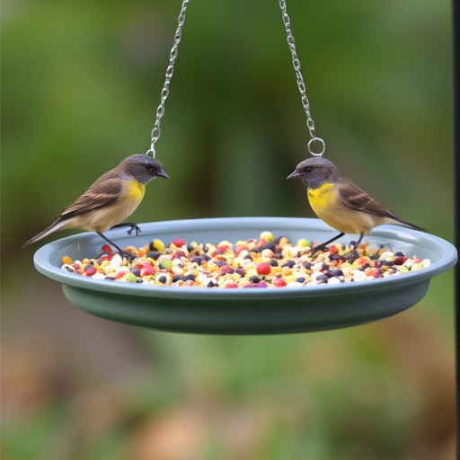 Low platform feeder with scattered seed mix