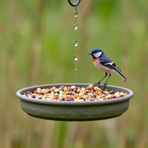 Low platform feeder with scattered seed mix