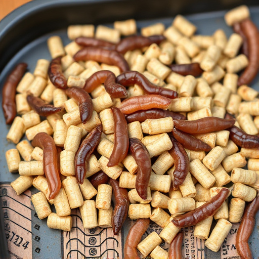Mealworm-filled suet pellets on tray
