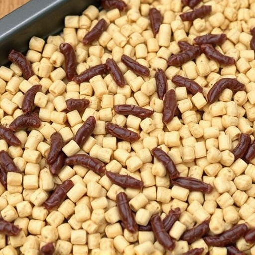 Mealworm-filled suet pellets on tray