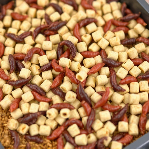Mealworm-filled suet pellets on tray