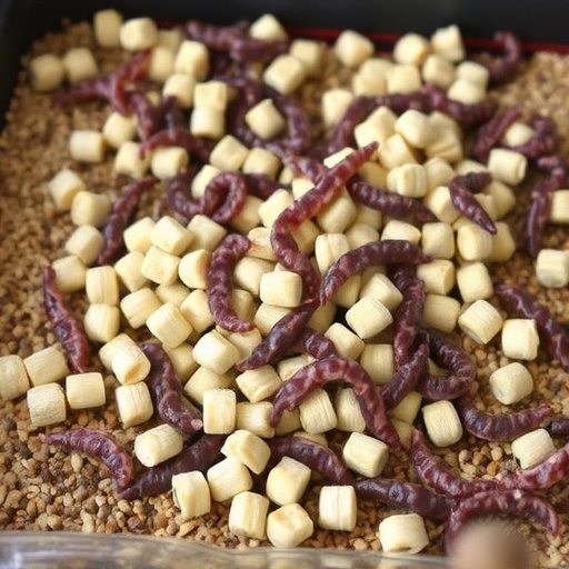 Mealworm-filled suet pellets on tray