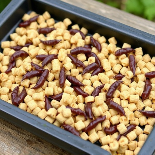 Mealworm-filled suet pellets on tray
