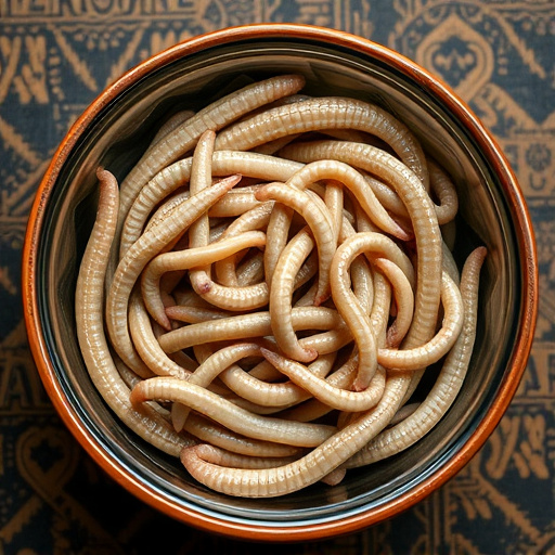 Mealworms offered in shallow dish