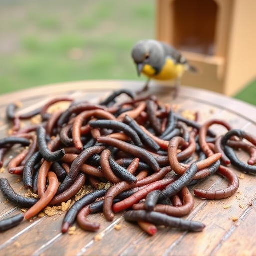 Mealworms scattered on bird table