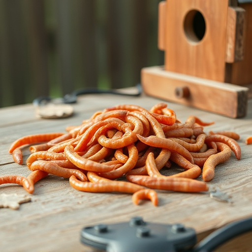 Mealworms scattered on bird table