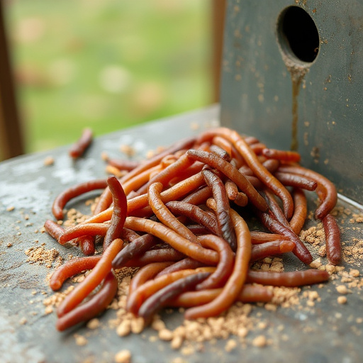 Mealworms scattered on bird table