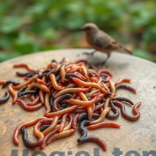 Mealworms scattered on bird table