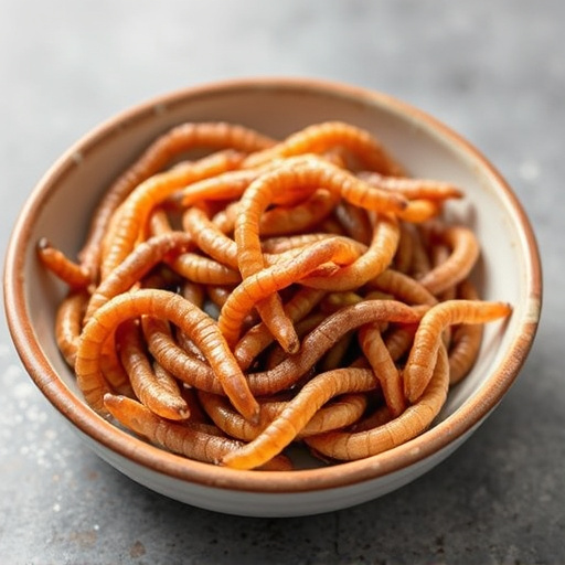 Mealworms served in shallow dish