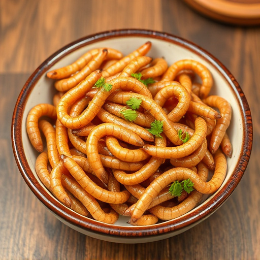 Mealworms served in shallow dish