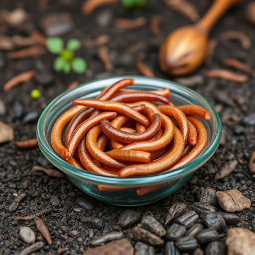 Mealworms served in shallow garden dish