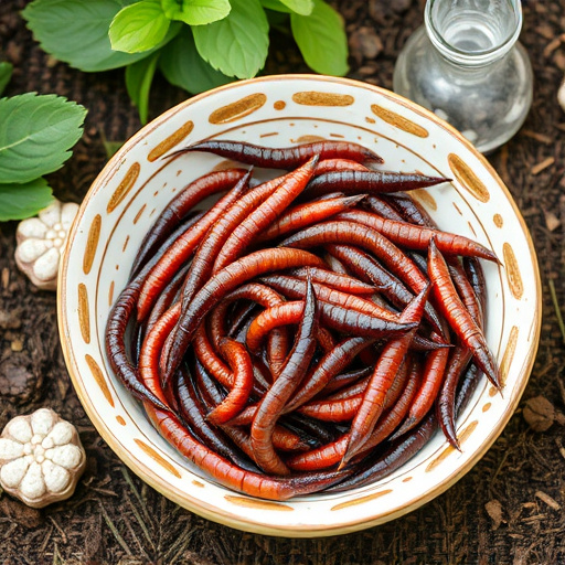 Mealworms served in shallow garden dish