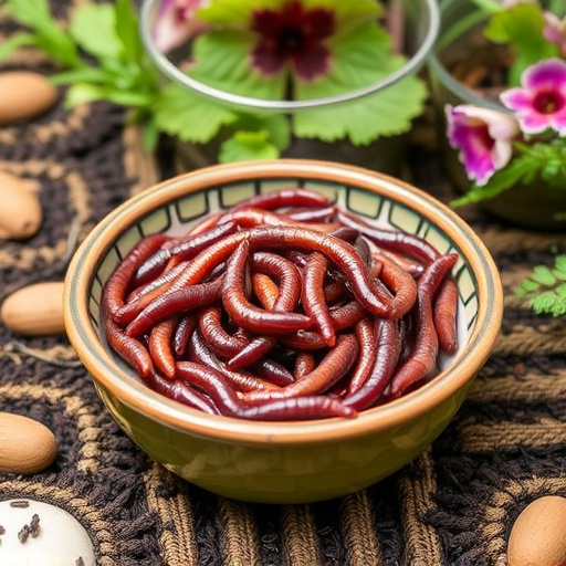 Mealworms served in shallow garden dish