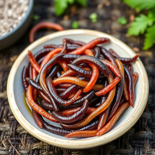 Mealworms served in shallow garden dish