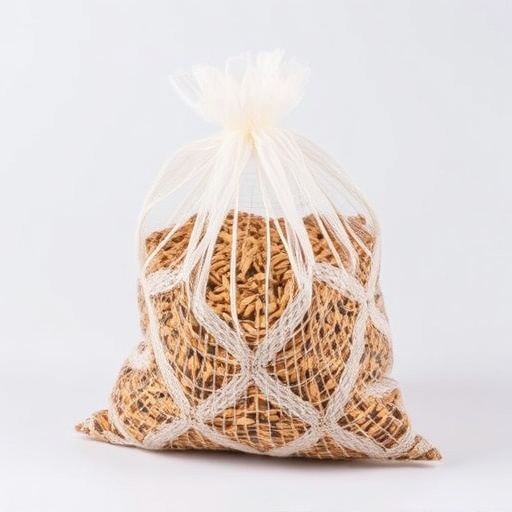 Mesh bag filled with birdseed mix