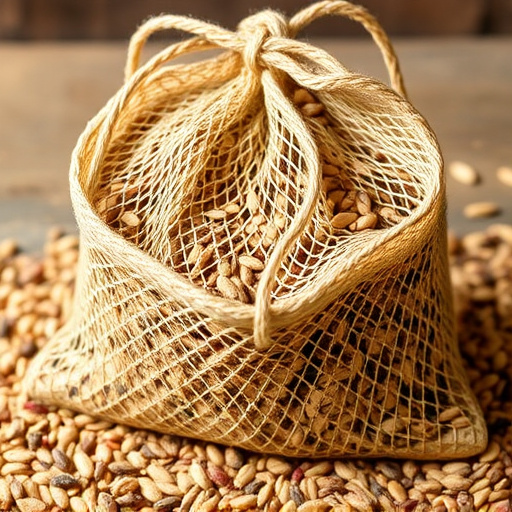 Mesh bag filled with birdseed mix