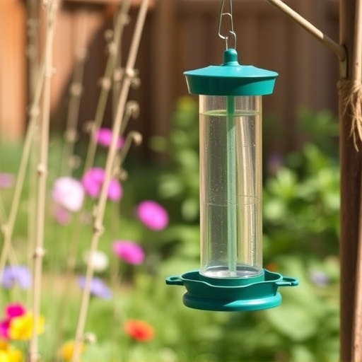 Mess-free tube feeder in garden setting