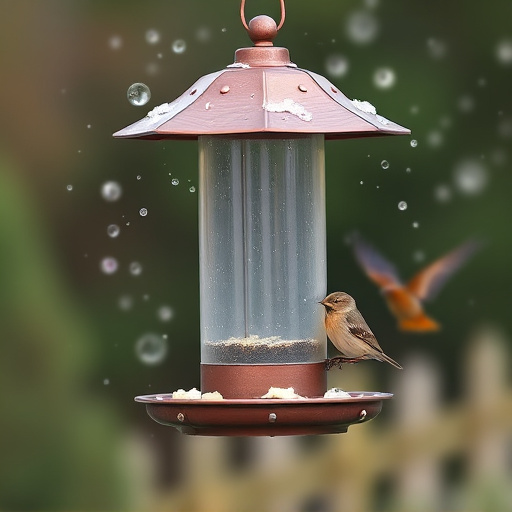 Metal bird feeder resisting harsh weather