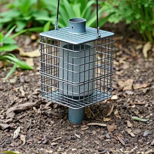 Metal ground feeder with protective mesh