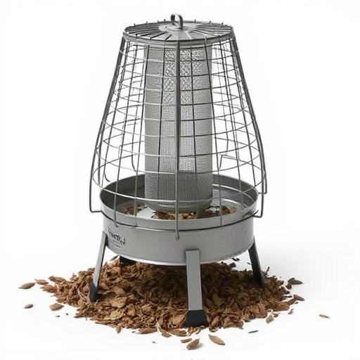 Metal ground feeder with protective mesh