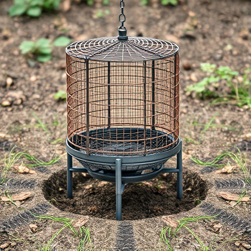 Metal ground feeder with protective mesh