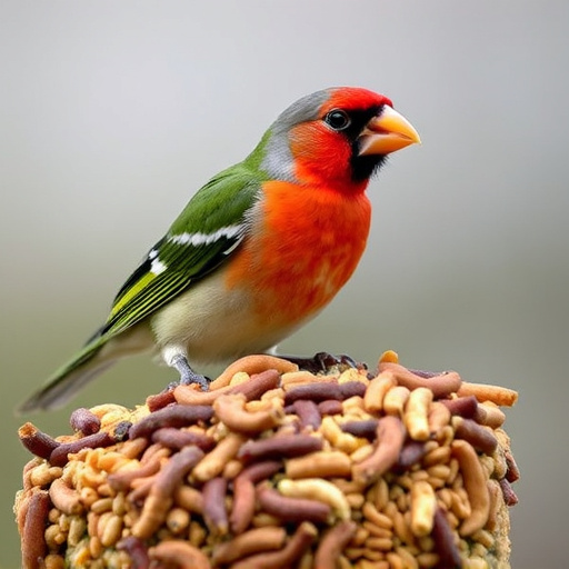 Mixed bird feed with added mealworms