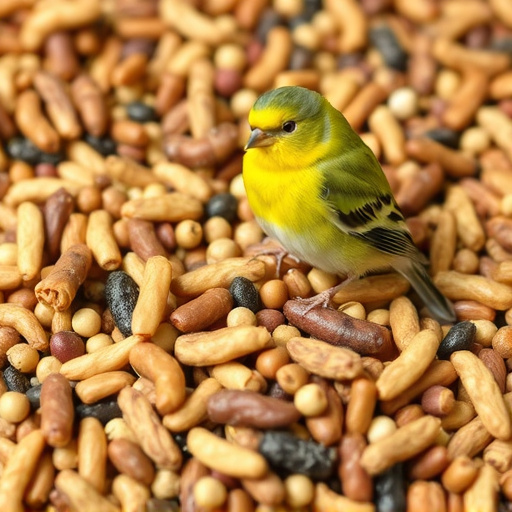 Mixed bird feed with added mealworms