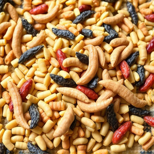 Mixed bird feed with added mealworms